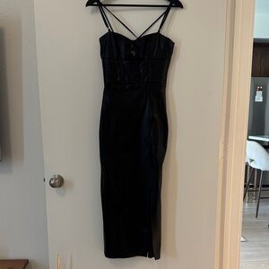 Zara Black Midi Dress with Strappy Design